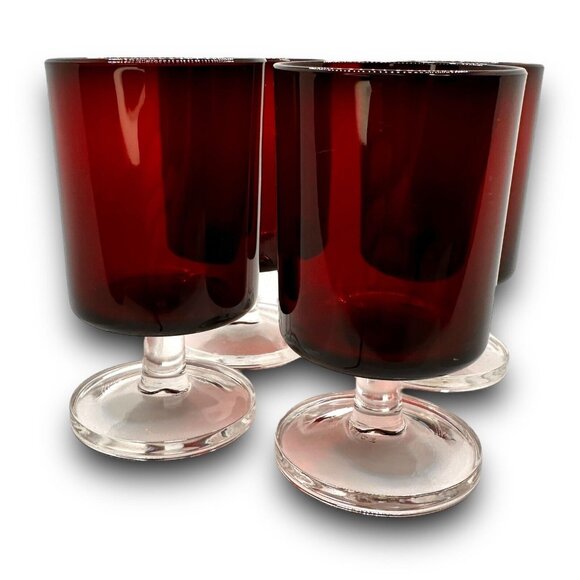 Arcoroc Luminarc France Cavalier Ruby Red Glass 6oz  4" Wine Cocktail Cordial 4 - Picture 1 of 8